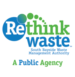 blue and green logo for RethinkWaste