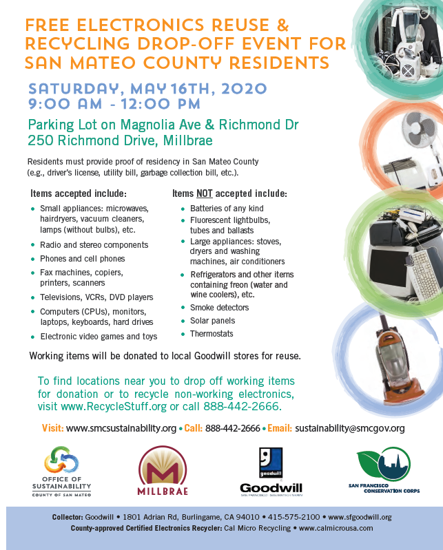 Canceled: Free Electronics Refuse & Recycling Drop-off Event (Milbrae ...